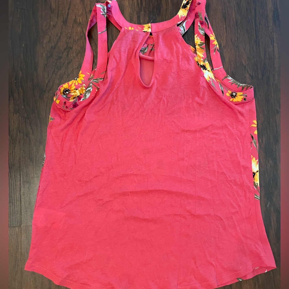 Express Pink Racerback Tank Top with Floral Design - Picture 3 of 3